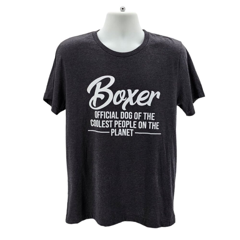Bella + Canvas Boxer Dog Coolest People Gray Graphic T-Shirt Mens Large